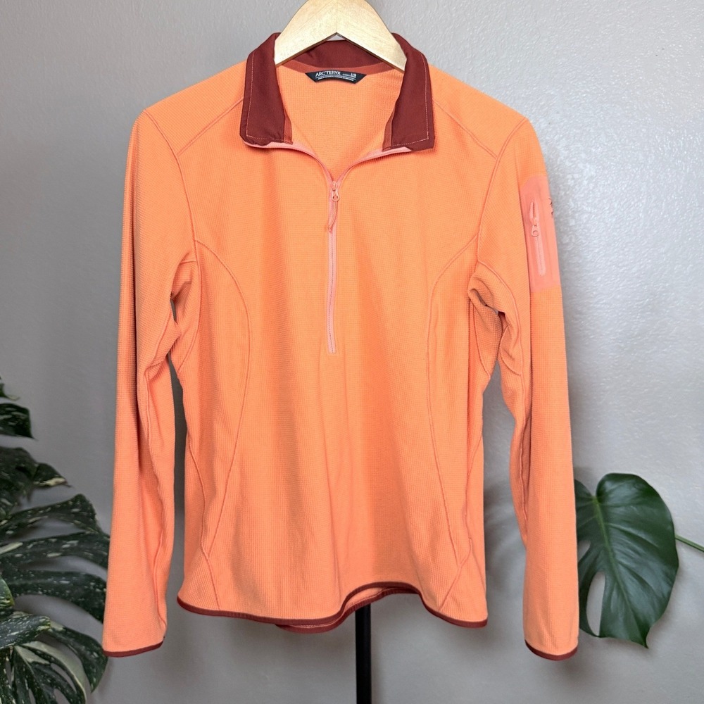 Arcteryx Womens Rho AR Zip Neck Polartec Fleece Pullover Orange Large 2020060015